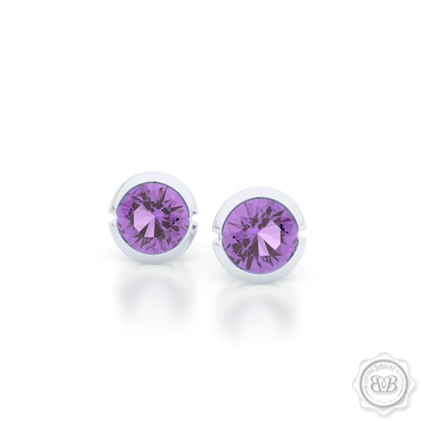 Classic Martini Amethyst Stud Earrings with a modern twist. Handcrafted in Sterling Silver and Lilac Amethysts. Find The Perfect Pair for Your Budget. Make it Personal - Choose Your Gemstones! Free Shipping on All USA Orders. 30-Day Returns | BASHERT JEWELRY | Boca Raton, Florida.