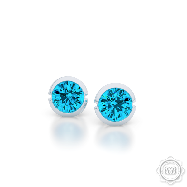 Classic Martini Topaz Stud Earrings with a modern twist. Handcrafted in Sterling Silver and Sky Blue Topaz. Find The Perfect Pair for Your Budget. Make it Personal - Choose Your Gemstones! Free Shipping on All USA Orders. 30-Day Returns | BASHERT JEWELRY | Boca Raton, Florida.