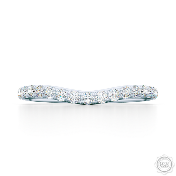 Classic, fishtail set Diamond Wedding Band. Handcrafted in White Gold or Precious Platinum and round brilliant diamonds. Free Shipping for All USA Orders. 30-Day Returns | BASHERT JEWELRY | Boca Raton, Florida