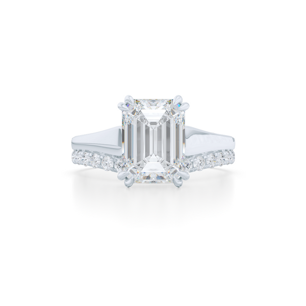 Classic, Emerald Cut Diamond Solitaire Ring. Hand-fabricated in sustainable, solid White Gold and GIA certified Emerald Cut Diamond.  Free Shipping to all US orders. 15 Day Returns | BASHERT JEWELRY | Boca Raton, Florida