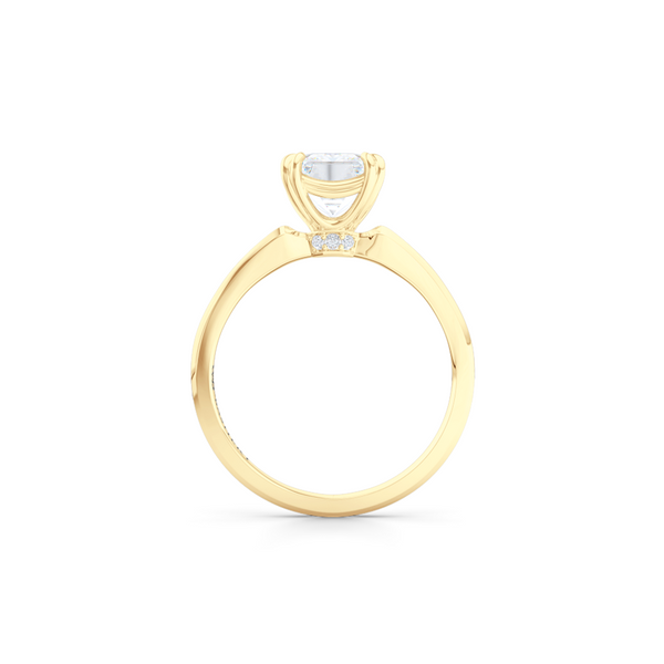 Classic, Emerald Cut Diamond Solitaire Ring. Hand-fabricated in sustainable, solid Yellow Gold and GIA certified Emerald Cut Diamond.  Free Shipping to all US orders. 15 Day Returns | BASHERT JEWELRY | Boca Raton, Florida