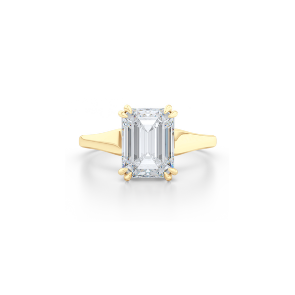 Classic, Emerald Cut Diamond Solitaire Ring. Hand-fabricated in sustainable, solid Yellow Gold and GIA certified Emerald Cut Diamond.  Free Shipping to all US orders. 15 Day Returns | BASHERT JEWELRY | Boca Raton, Florida