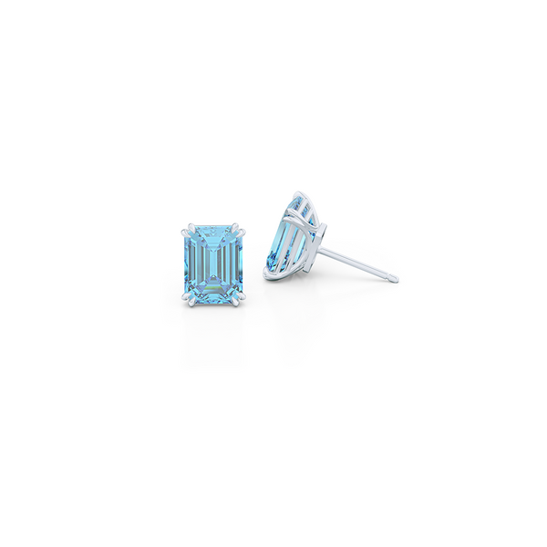 Emerald Cut Gemstone Earring Studs. Sterling Silver. Sky Blue Topaz. Free Shipping on All USA Orders. 15-Day Returns | BASHERT JEWELRY | Boca Raton, Florida
