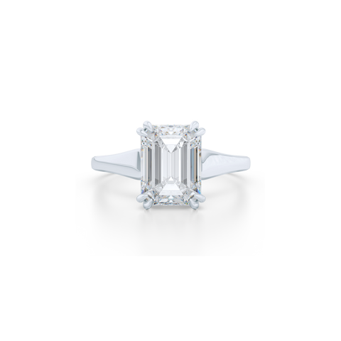 Classic, Emerald Cut Moissanite Solitaire Ring. Hand-fabricated in sustainable, solid White Gold and Forever One Charles & Colvard Moissanite.  Free Shipping to all US orders. 15 Day Returns | BASHERT JEWELRY | Boca Raton, Florida