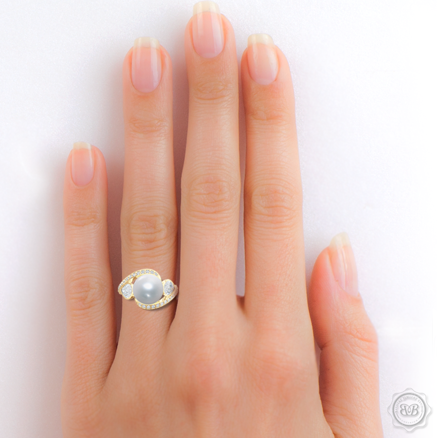Dazzling Pearl Engagement Ring BASHERT JEWELRY Bashert Jewelry
