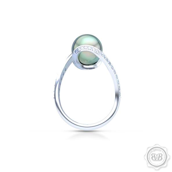 One-of-a-kind Infinity Tahitian Pearl Engagement Ring. The mesmerizing Sea-Green Pearl is cradled in a shimmering diamond encrusted infinity setting. Free Shipping USA. 30-Day Returns BASHERT JEWELRY | Boca Raton, Florida