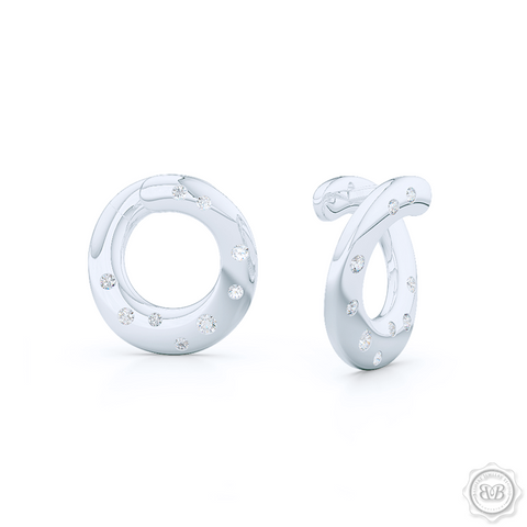 Inside-Out Dainty Ear-Hugging Hoops. Handcrafted in White Gold or Platinum and Round Diamonds. Free Shipping for All USA Orders. 30Day Returns | BASHERT JEWELRY | Boca Raton, Florida