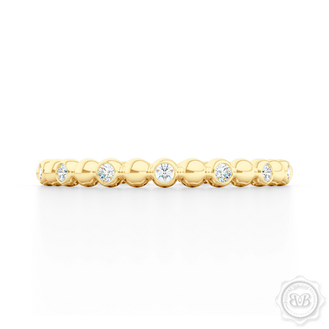 Delicate Polka Dot Diamond Band. Playful Design Handcrafted in Classic Yellow Gold and Round Brilliant Diamonds. Free Shipping for All USA Orders. 30 Day Returns | BASHERT JEWELRY | Boca Raton, Florida 