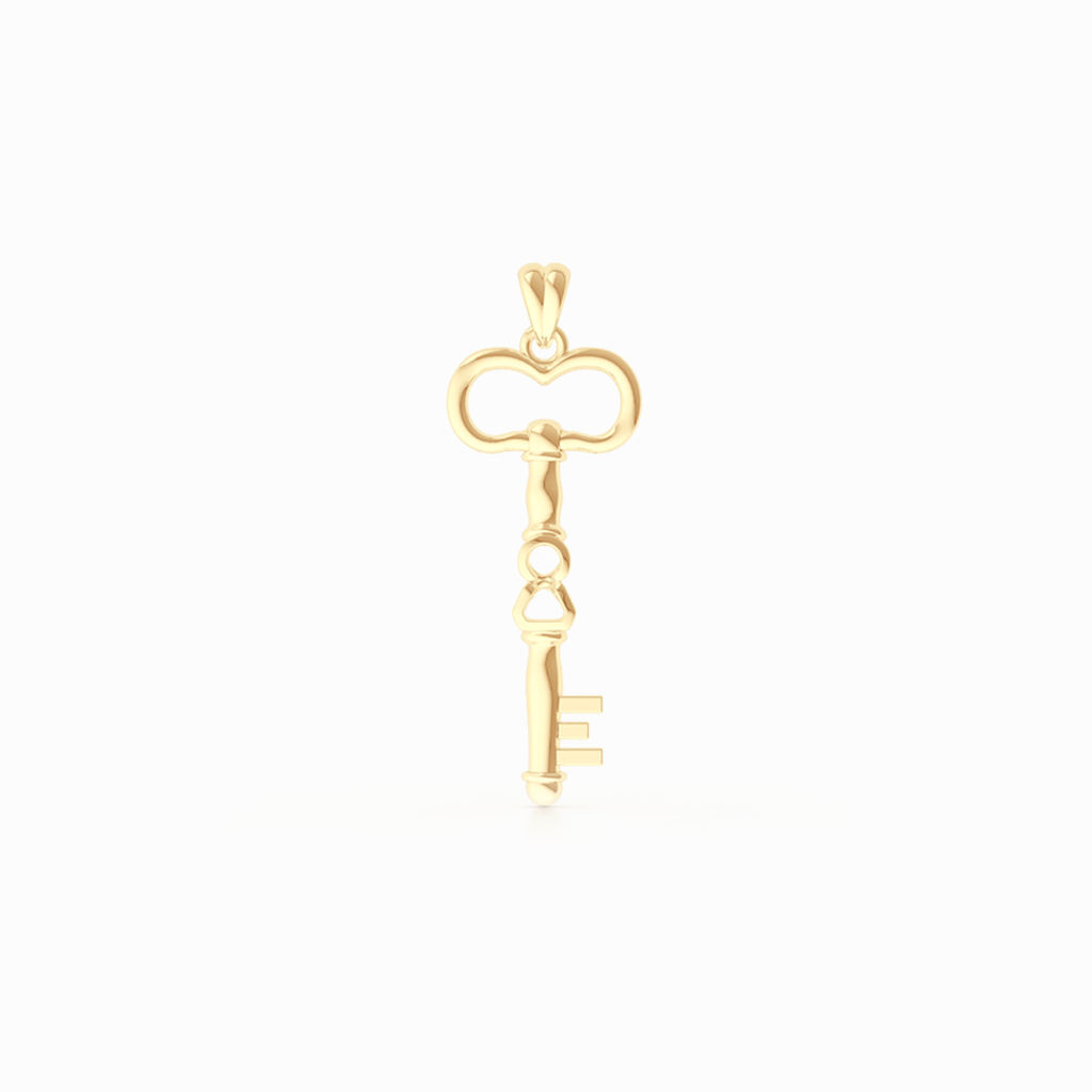 Diamond Lock and Key Charm, Solid Lock in 14K White Gold