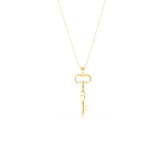 14K W&Y Gold Diamond Padlock Pendant Necklace - 18